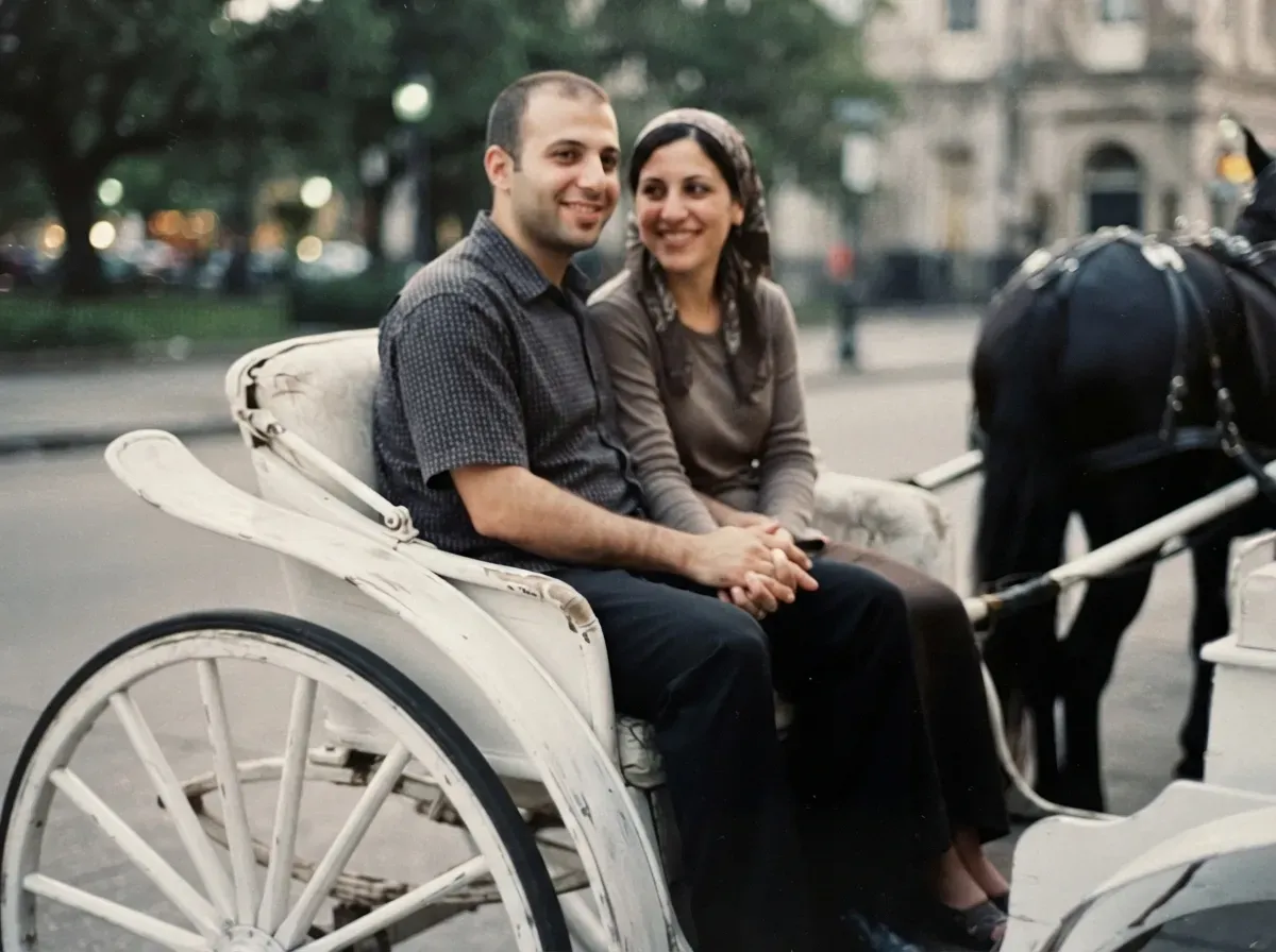Passengers holding hands during a ride