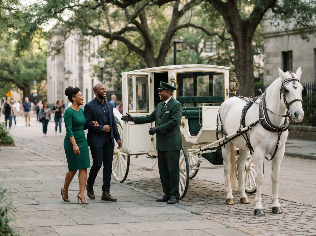 AJ Carriage driver welcoming guests