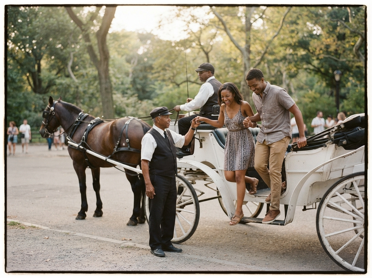 Guests boarding a classic carriage