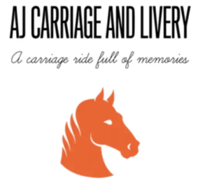 Logo for AJ Carriage and Livery featuring a horse silhouette and the tagline {{brizy_dc_image_alt imageSrc=